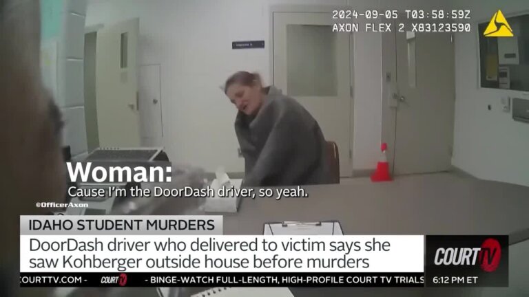 police interrogation video of a woman wrapped in a blanket